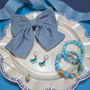 Mommy And Me Earring/bracelet/necklace And Hair Bow Set